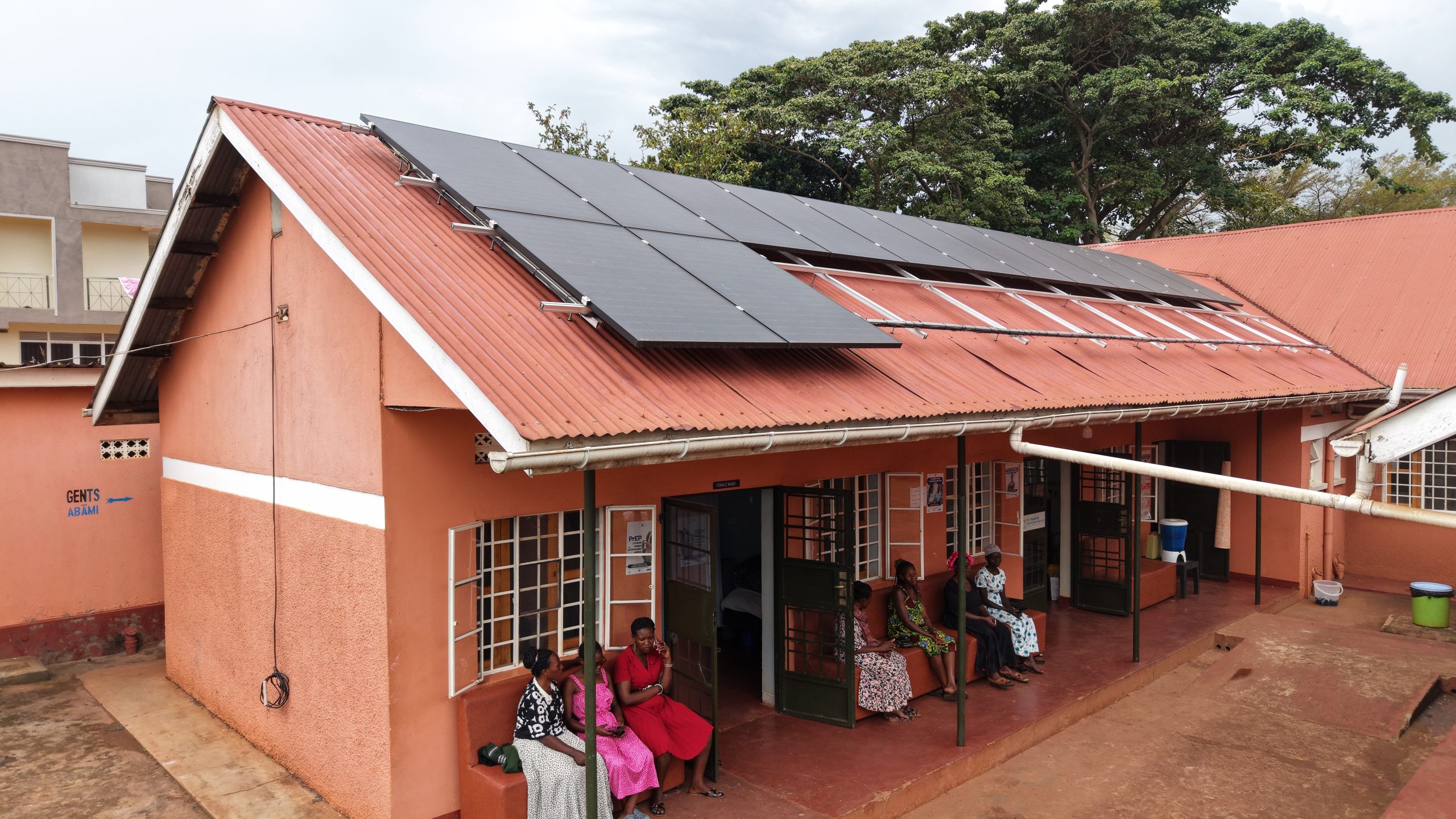 Solar panels provided by MIVA make the St. Francis Healthcare center in Jinja, Uganda, less dependent on diesel generators.